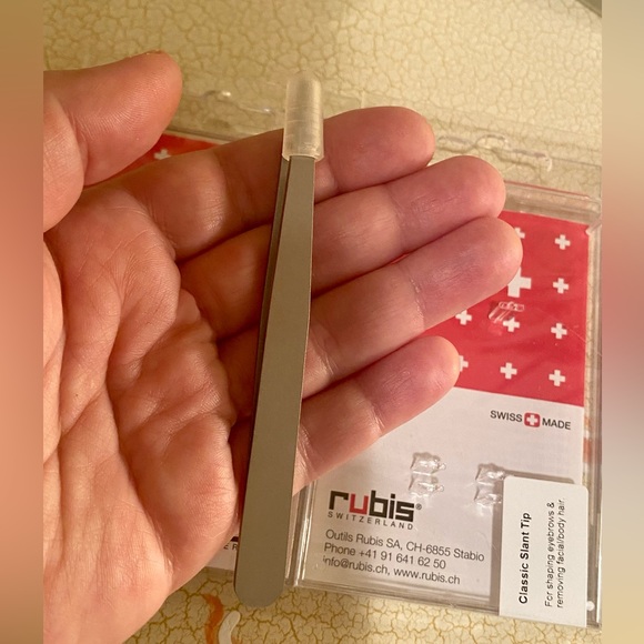 Rubis Hole Pattern Classic Stainless Steel Slanted Tweezers For Eyebrow NEW - Picture 8 of 12